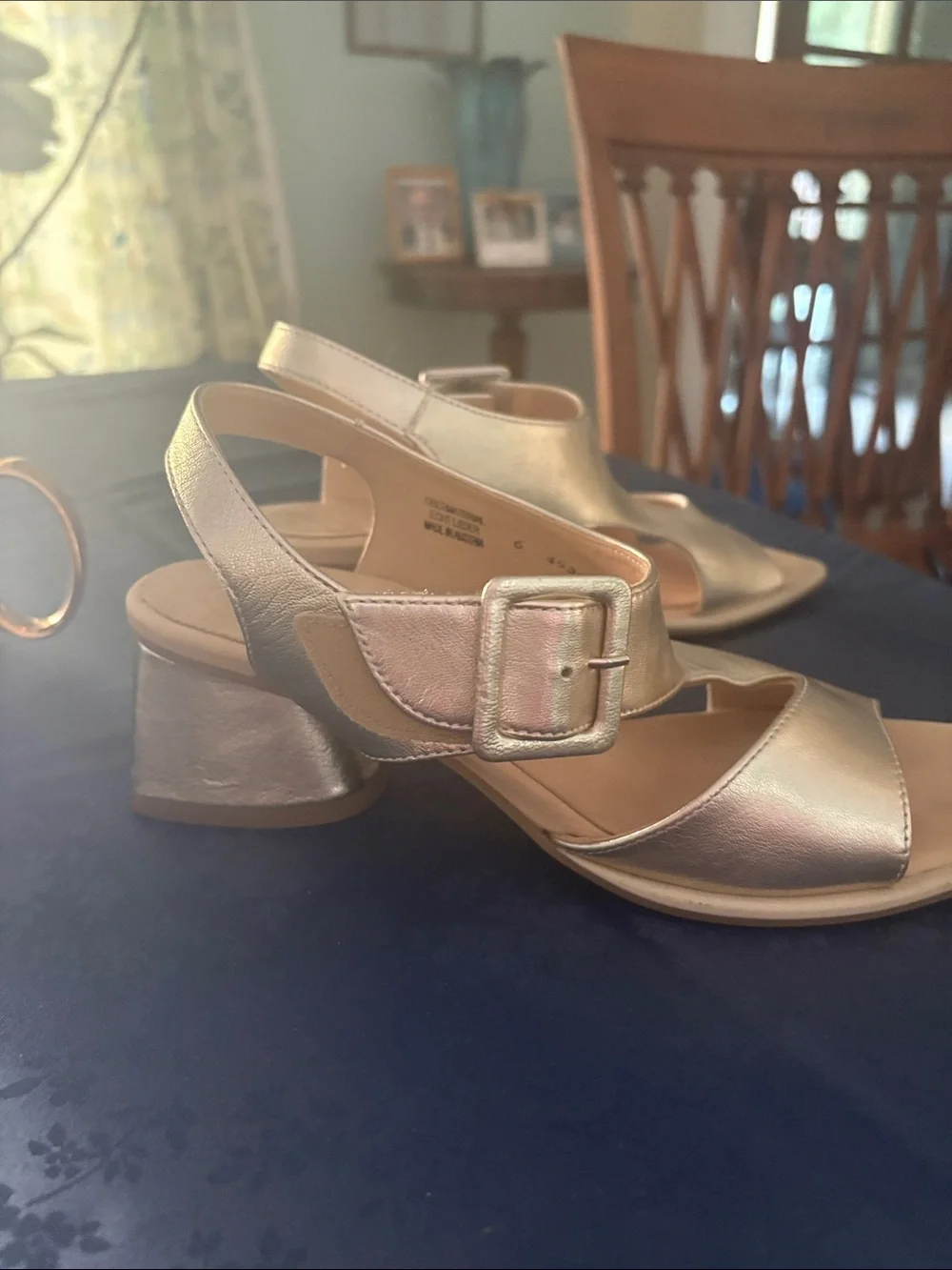Paul Green Metallic Gold Slingback Block Heel Sandals